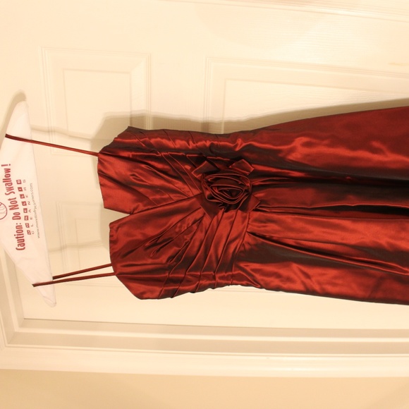 Cocktail Length Cranberry Red Formal Dress - Picture 1 of 1